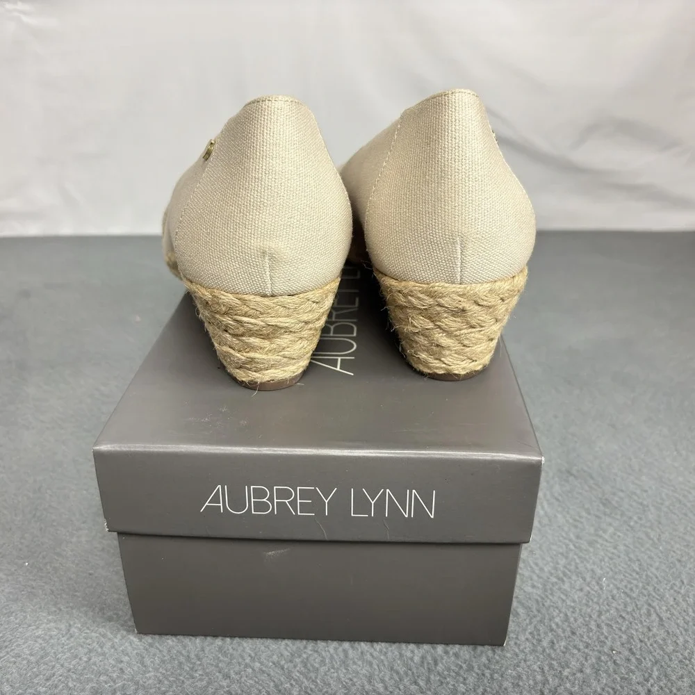 NOS Aubrey Lynn Shoes Womens Size 10 Natural Wedge Espadrille Peep Toe
